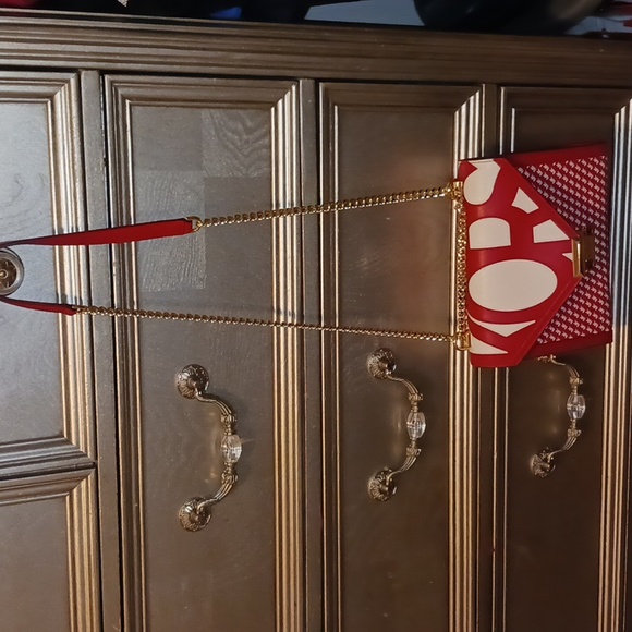 Micheal kors purse MK initial printed bag adjusted straps red white and gold - Picture 5 of 9